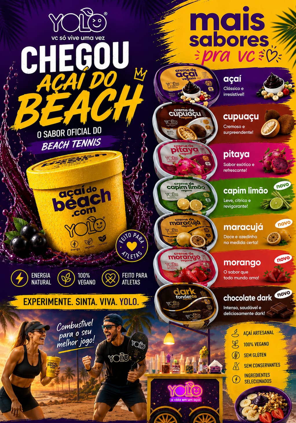 Catálogo Açaí do Beach — linha de cremes veganos YOLO